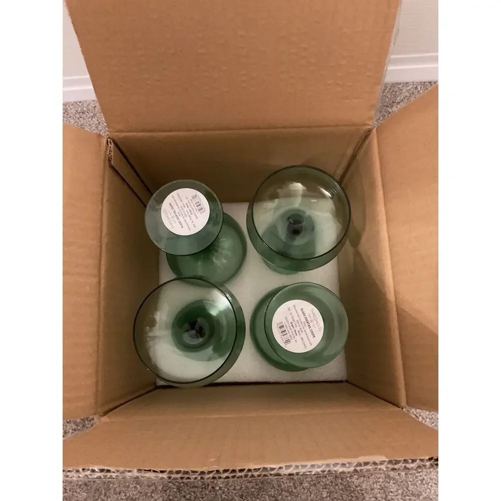 Threshold Green Cocktail Coupe Glasses 9.8 oz Set of 4 NIB Discontinued Teal